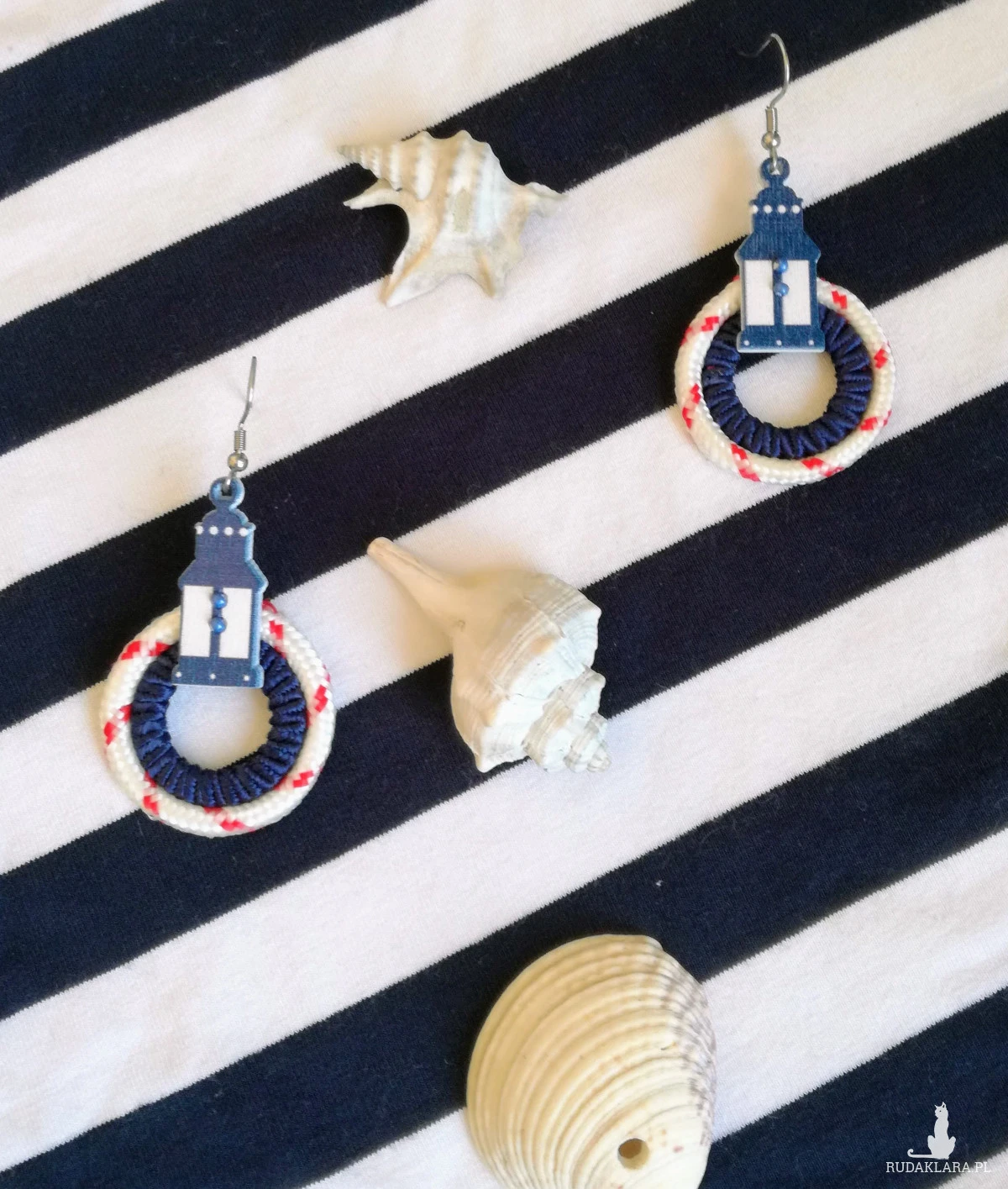 Duże okrągłe kolczyki w stylu marynarskim Round Sailor z latarnią okrętową